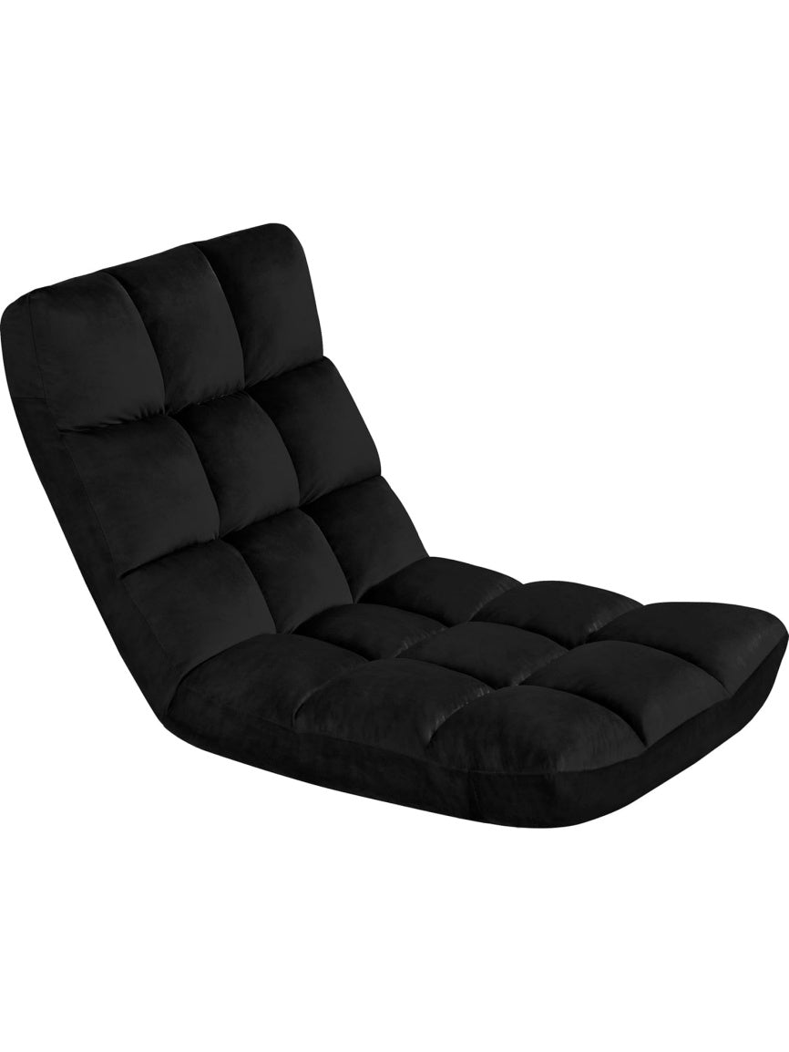 Sillon de Suelo Plegable con Respaldo Ajustable para Lectura Meditacion y Descanso Negro