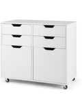 Cajonera movil con cuatro cajones puertas y ruedas para impresora organizacion de oficina o dormitorio