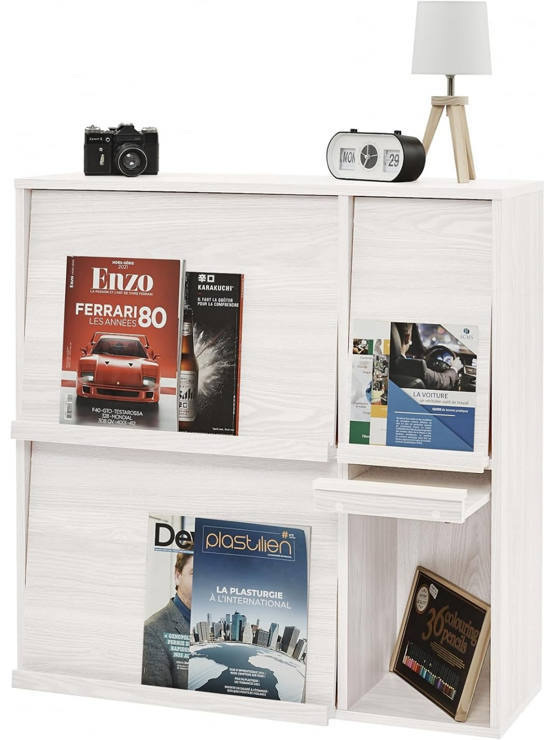 Armario Modular de Madera con 4 Puertas Plegables para Oficina Biblioteca y Hogar
