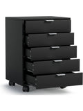 Mueble Archivador Movil con Ruedas y Cinco Cajones para Impresora, Documentos y Organizacion del Trabajo