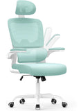 Silla Ergonomica de Oficina con Soporte Lumbar, Reposacabezas Ajustable y Reposabrazos Abatibles Verde