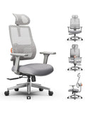 Silla de Escritorio Ergonomica con Soporte Lumbar, Reposacabezas y Reposabrazos Ajustables