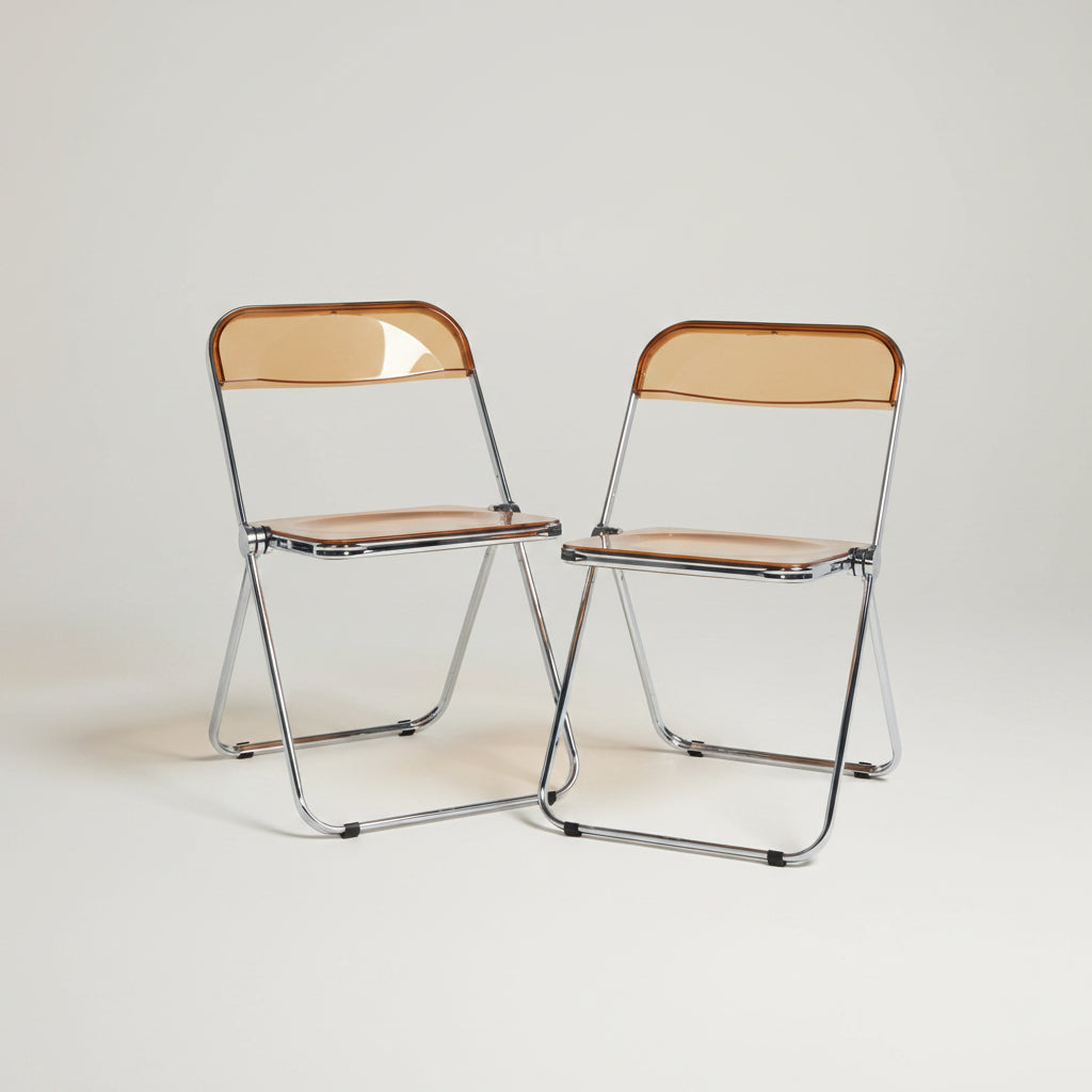 Juego de dos sillas plegables transparentes con estructura resistente para eventos hogar y espacios de trabajo