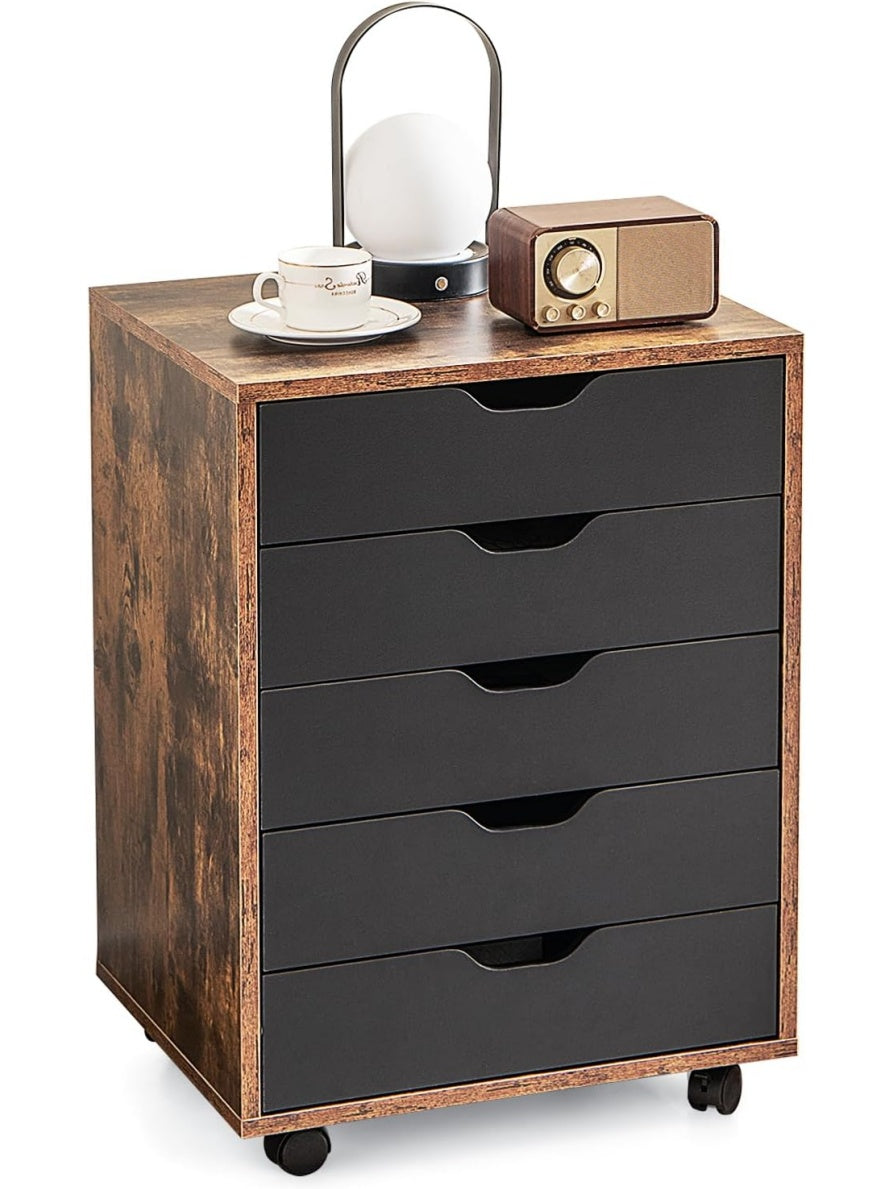Cajonera vertical movil con cinco cajones y ruedas universales para oficina dormitorio o estudio