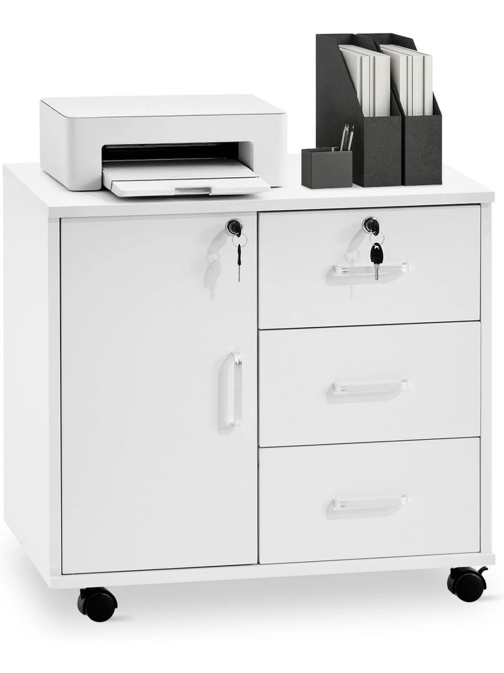 Archivador movil de oficina con cuatro cajones cerradura y almacenamiento para documentos A4